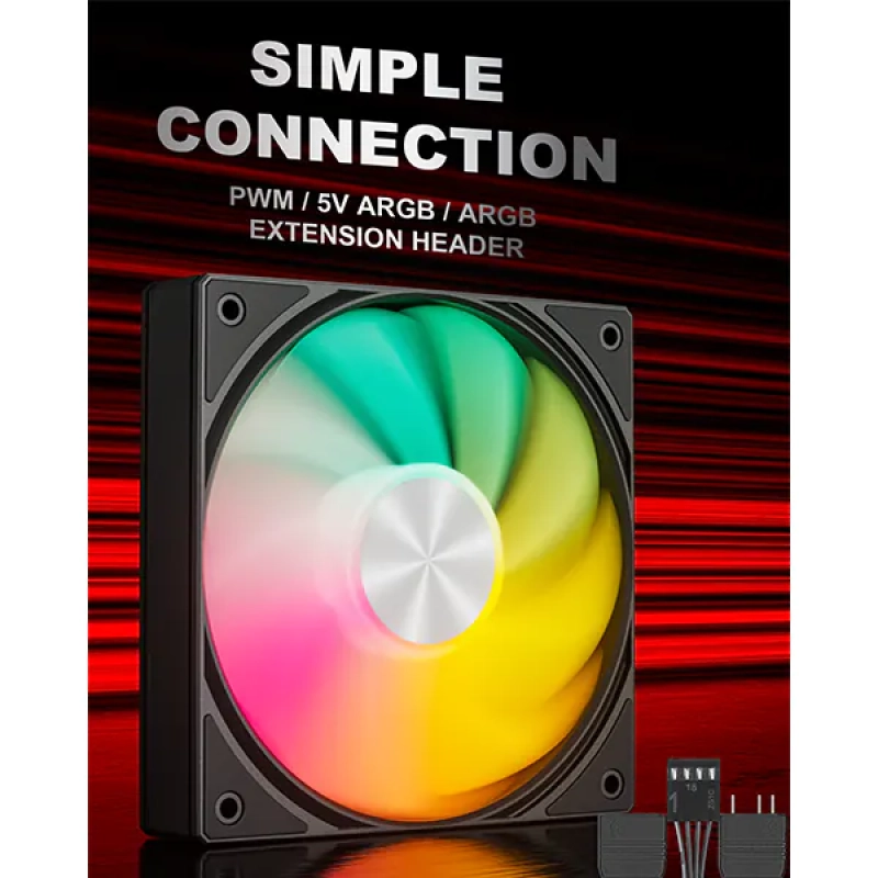 upHere U3KC1 120mm ARGB Casing Fan - Black